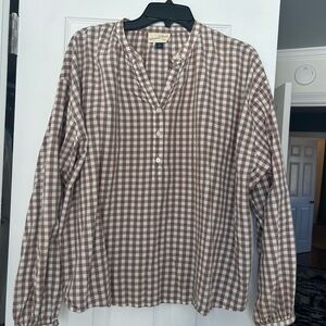 Universal Thread Tan and White Plaid Shirt